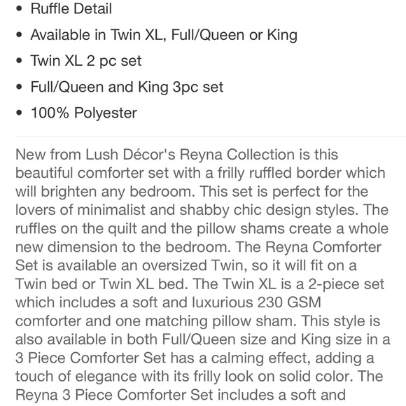 😴LUSH DECOR RUFFLE COMFORTER SET - Picture 8 of 10
